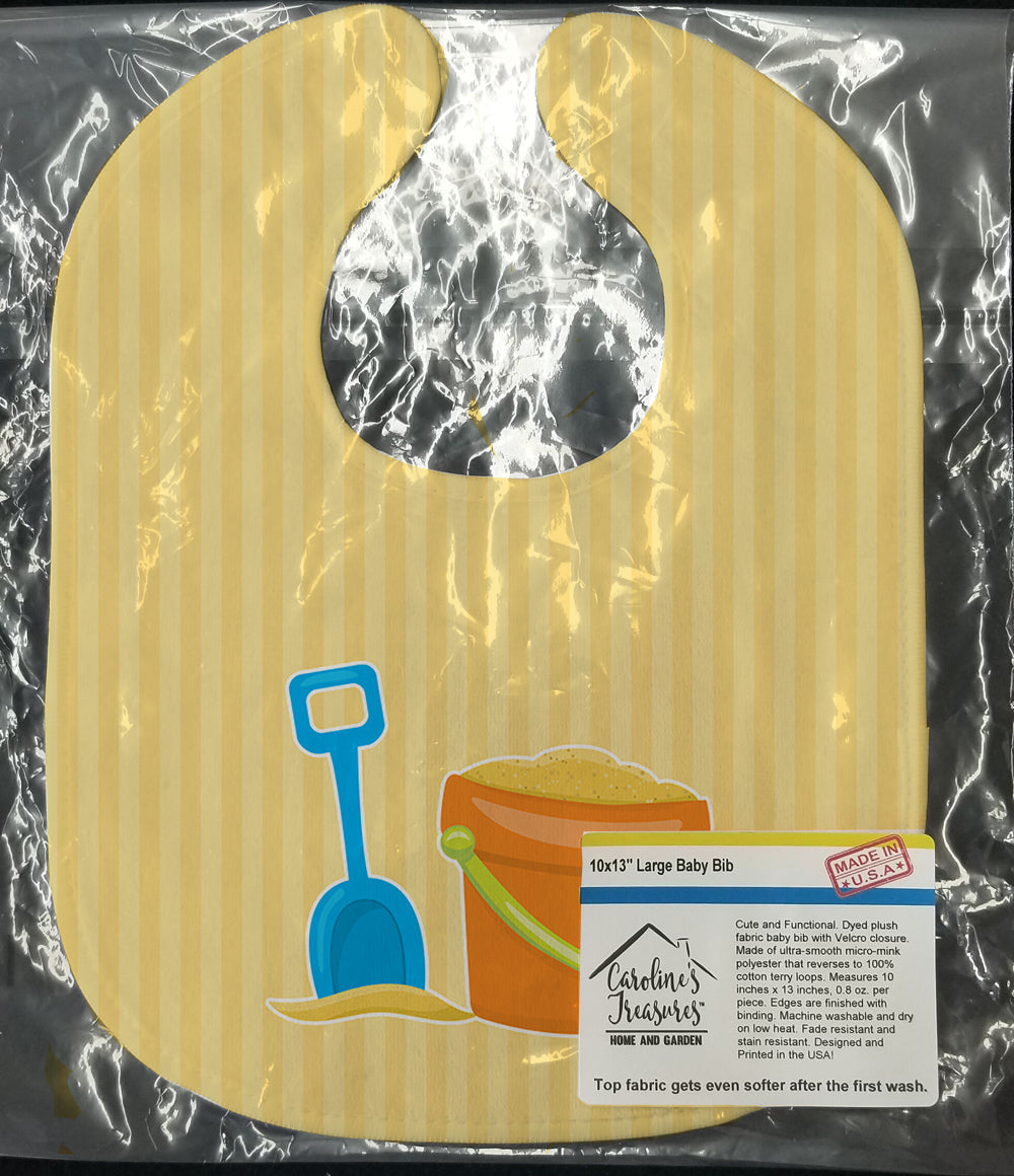 Bucket of Sand Baby Bib Easy-Clean Baby Bib Baby Feeding Accessory Baby Mealtime Essential, 10 x 13, Multicolor