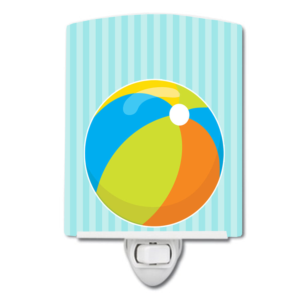 Beach Ball Ceramic Night Light Compact, UL-Certified, Ideal for Bedroom, Bathroom, Nursery, Hallway, Kitchen, 6x4x3, Multicolor
