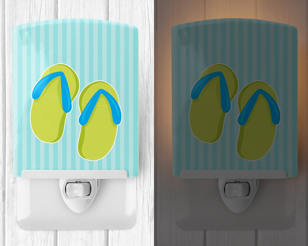 Beach Flip Flops Ceramic Night Light Compact, UL-Certified, Ideal for Bedroom, Bathroom, Nursery, Hallway, Kitchen, 6x4x3, Multicolor