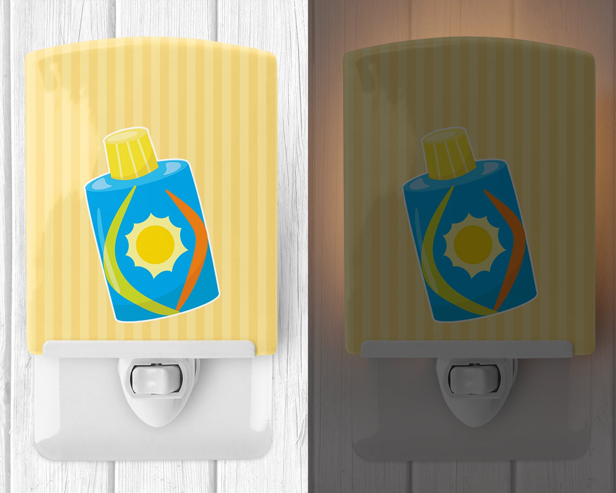 Beach Lotion Ceramic Night Light Compact, UL-Certified, Ideal for Bedroom, Bathroom, Nursery, Hallway, Kitchen, 6x4x3, Multicolor
