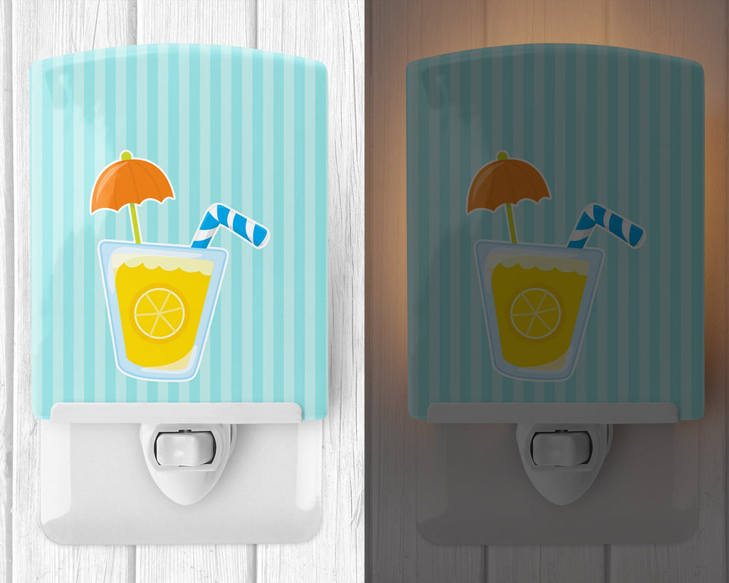 Beach Umbrella Drink Ceramic Night Light Compact, UL-Certified, Ideal for Bedroom, Bathroom, Nursery, Hallway, Kitchen, 6x4x3, Multicolor