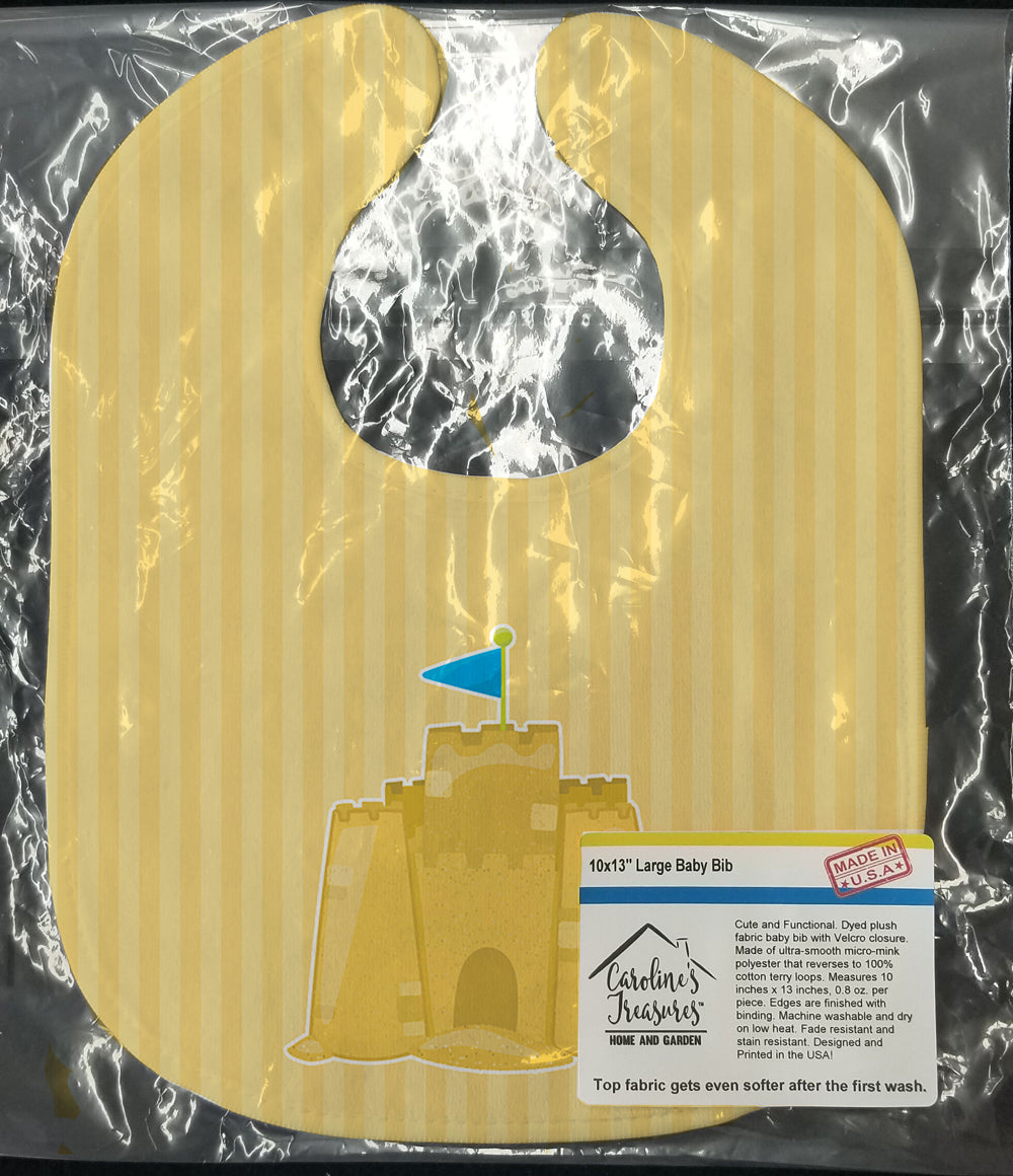 Beach Sand Castle Baby Bib Easy-Clean Baby Bib Baby Feeding Accessory Baby Mealtime Essential, 10 x 13, Multicolor
