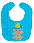 Beach Baby Boy with Hat Baby Bib Easy-Clean Baby Bib Baby Feeding Accessory Baby Mealtime Essential, 10 x 13, Multicolor