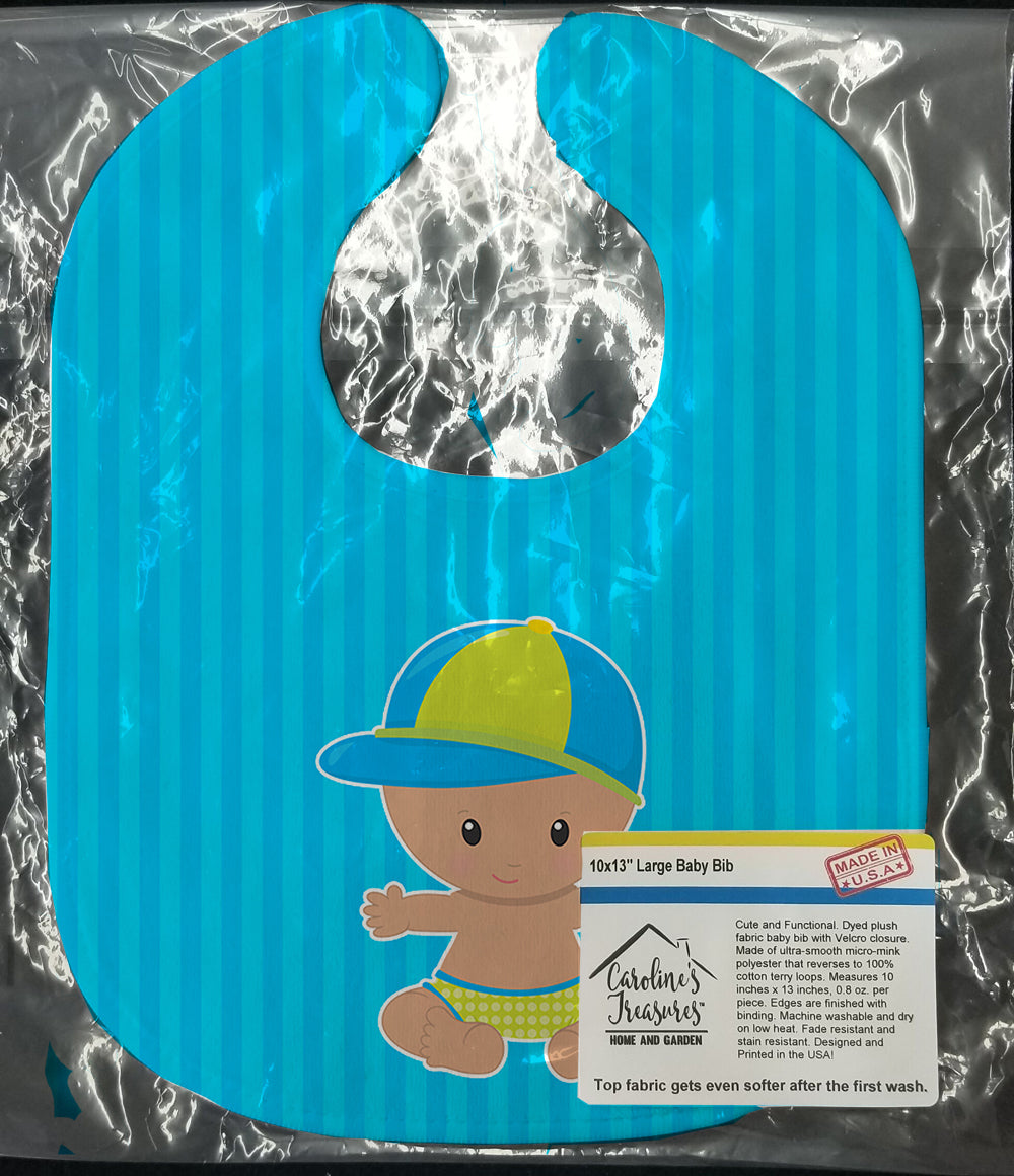 Beach Baby Boy with Hat Baby Bib Easy-Clean Baby Bib Baby Feeding Accessory Baby Mealtime Essential, 10 x 13, Multicolor