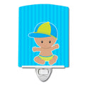 Beach Baby Boy with Hat Ceramic Night Light Compact, UL-Certified, Ideal for Bedroom, Bathroom, Nursery, Hallway, Kitchen, 6x4x3, Multicolor
