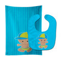 Beach Baby Boy with Hat Baby Bib & Burp Cloth Easy-Clean Baby Bib Baby Feeding Accessory Baby Mealtime Essential