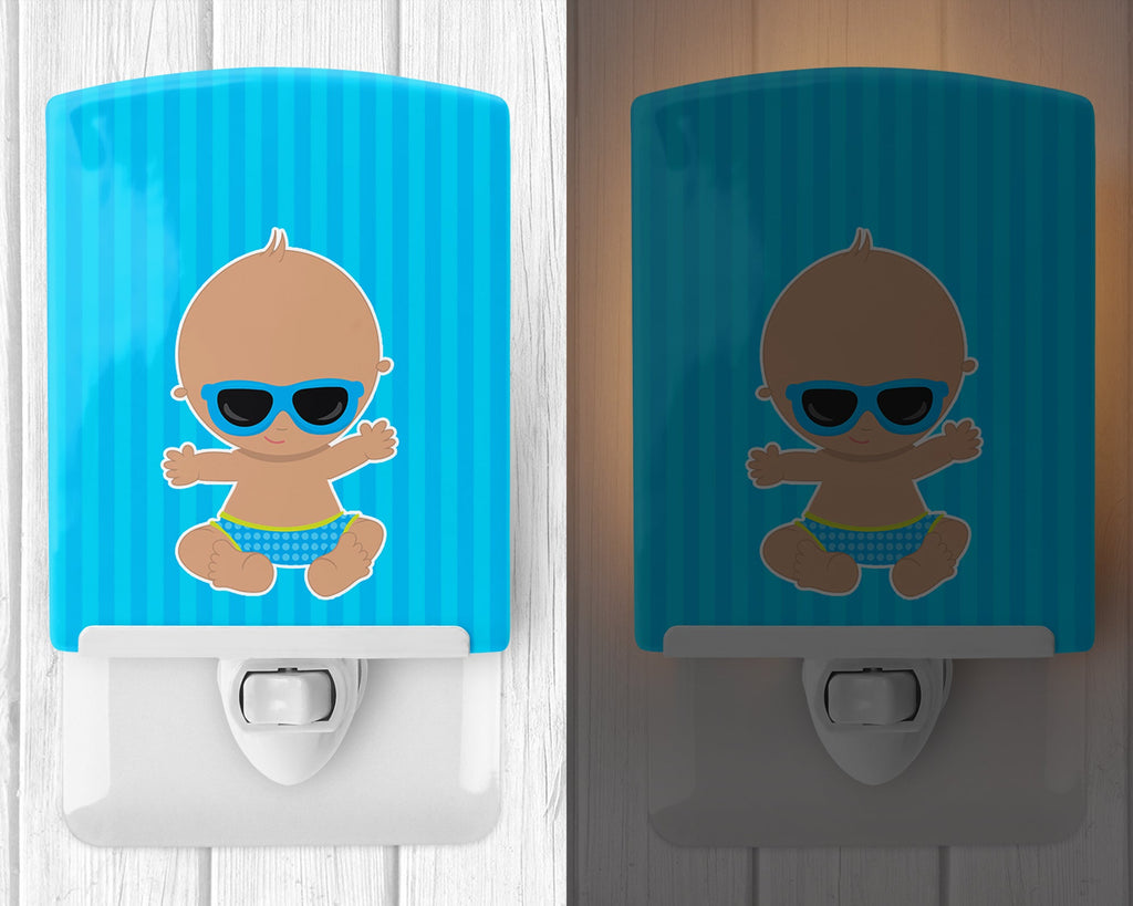 Beach Baby Boy Sunglasses Ceramic Night Light Compact, UL-Certified, Ideal for Bedroom, Bathroom, Nursery, Hallway, Kitchen, 6x4x3, Multicolor