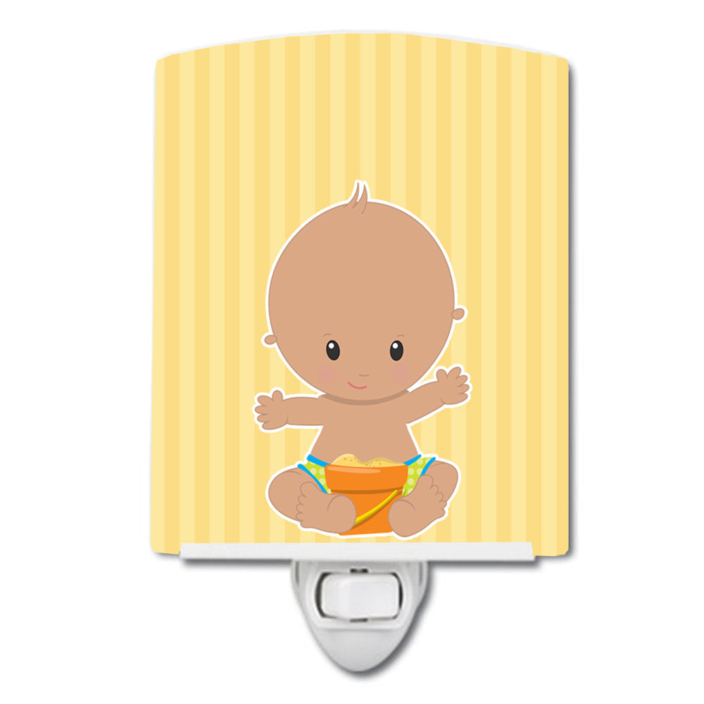 Beach Baby Boy Bathing Suit Ceramic Night Light Compact, UL-Certified, Ideal for Bedroom, Bathroom, Nursery, Hallway, Kitchen, 6x4x3, Multicolor