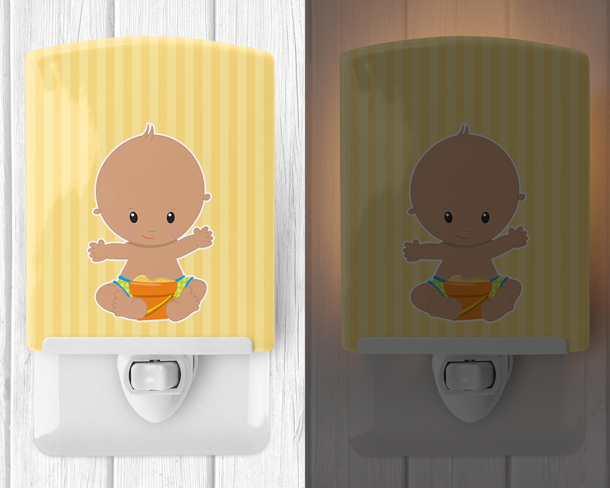 Beach Baby Boy Bathing Suit Ceramic Night Light Compact, UL-Certified, Ideal for Bedroom, Bathroom, Nursery, Hallway, Kitchen, 6x4x3, Multicolor