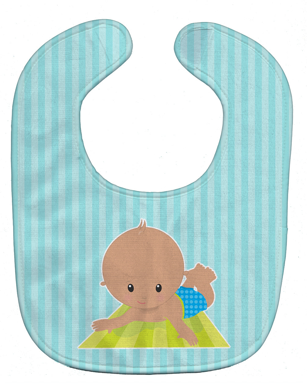 Beach Baby Boy on mat Baby Bib Easy-Clean Baby Bib Baby Feeding Accessory Baby Mealtime Essential, 10 x 13, Multicolor