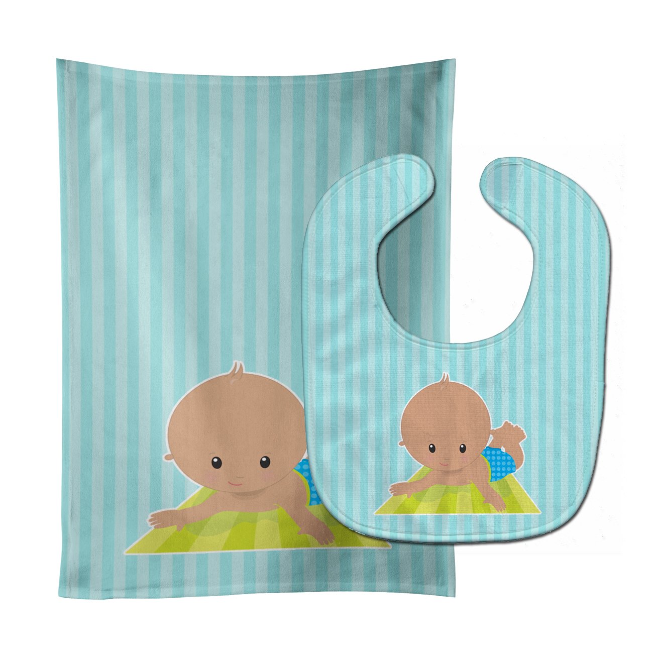 Beach Baby Boy on mat Baby Bib & Burp Cloth Easy-Clean Baby Bib Baby Feeding Accessory Baby Mealtime Essential