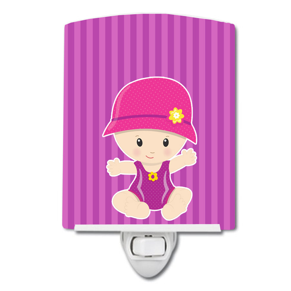 Beach Baby Girl Jolee Ceramic Night Light Compact, UL-Certified, Ideal for Bedroom, Bathroom, Nursery, Hallway, Kitchen, 6x4x3, Multicolor