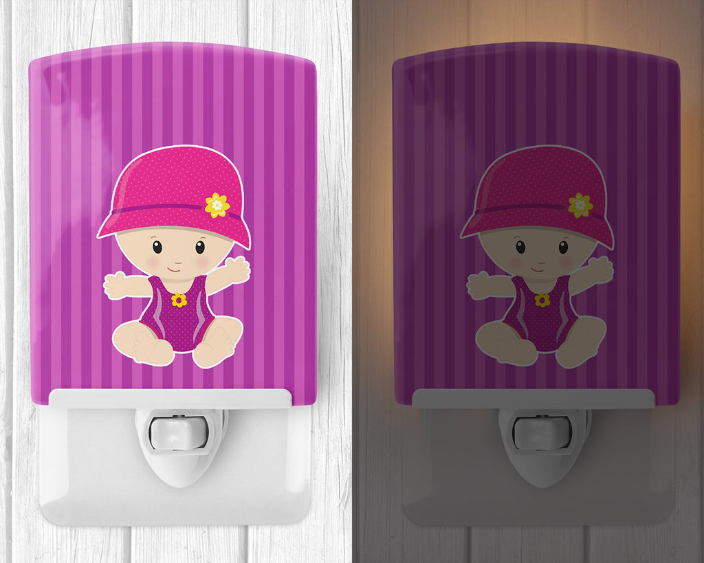 Beach Baby Girl Jolee Ceramic Night Light Compact, UL-Certified, Ideal for Bedroom, Bathroom, Nursery, Hallway, Kitchen, 6x4x3, Multicolor