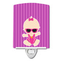 Beach Baby Girl Sunglasses Sarah Ceramic Night Light Compact, UL-Certified, Ideal for Bedroom, Bathroom, Nursery, Hallway, Kitchen, 6x4x3, Multicolor
