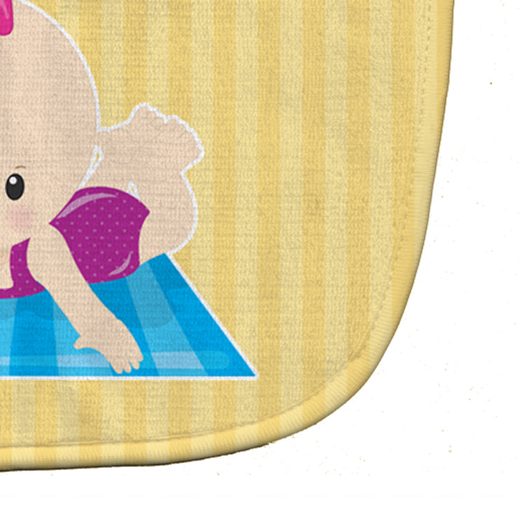 Beach Baby Girl on Mat Baby Bib Easy-Clean Baby Bib Baby Feeding Accessory Baby Mealtime Essential, 10 x 13, Multicolor
