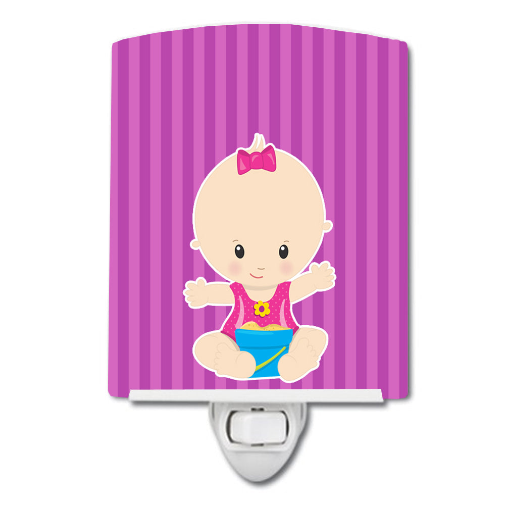 Beach Baby Girl Ceramic Night Light Compact, UL-Certified, Ideal for Bedroom, Bathroom, Nursery, Hallway, Kitchen, 6x4x3, Multicolor