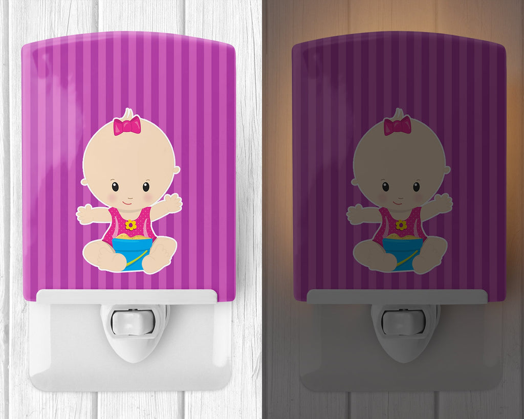 Beach Baby Girl Ceramic Night Light Compact, UL-Certified, Ideal for Bedroom, Bathroom, Nursery, Hallway, Kitchen, 6x4x3, Multicolor