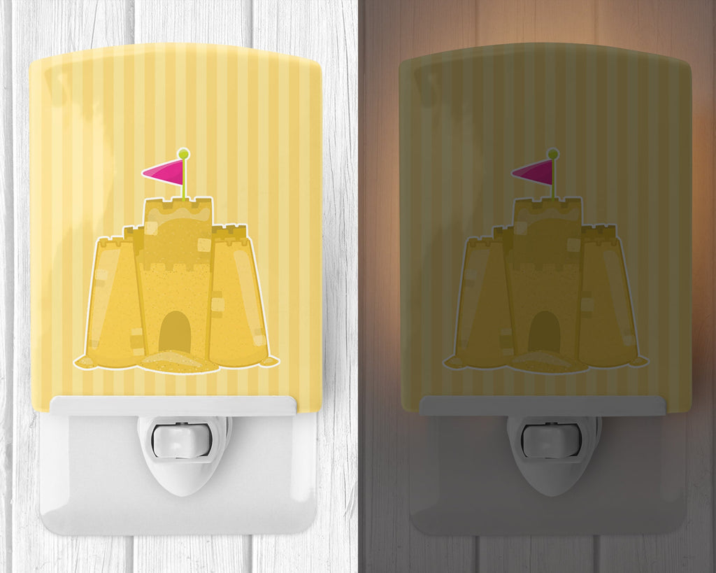 Beach Baby Girl Sand Castle Ceramic Night Light Compact, UL-Certified, Ideal for Bedroom, Bathroom, Nursery, Hallway, Kitchen, 6x4x3, Multicolor