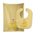 Beach Baby Girl Sand Castle Baby Bib & Burp Cloth Easy-Clean Baby Bib Baby Feeding Accessory Baby Mealtime Essential