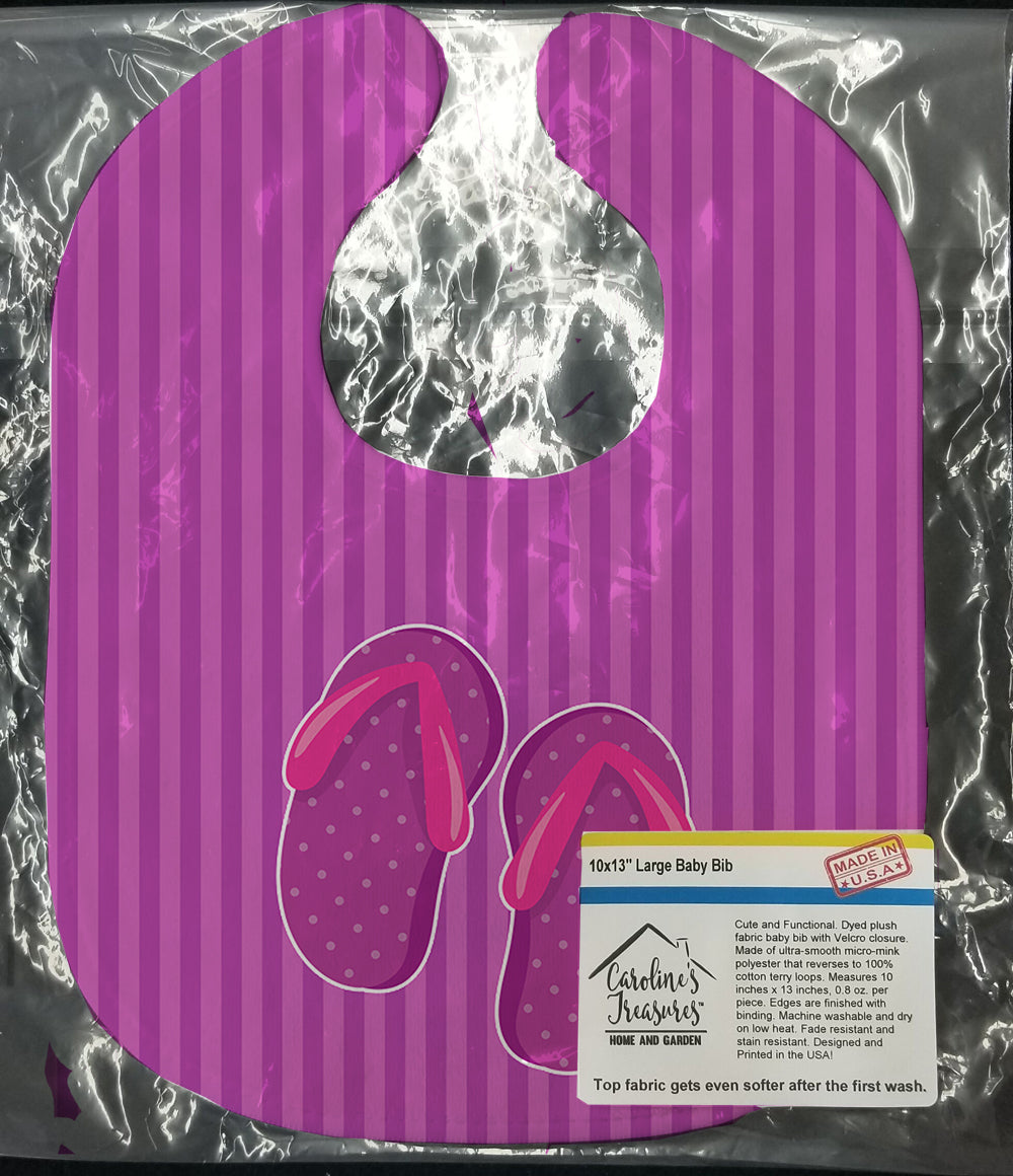 Beach Baby Girl Flip Flops Baby Bib Easy-Clean Baby Bib Baby Feeding Accessory Baby Mealtime Essential, 10 x 13, Multicolor