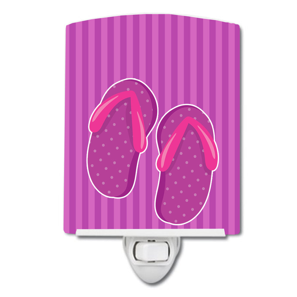 Beach Baby Girl Flip Flops Ceramic Night Light Compact, UL-Certified, Ideal for Bedroom, Bathroom, Nursery, Hallway, Kitchen, 6x4x3, Multicolor