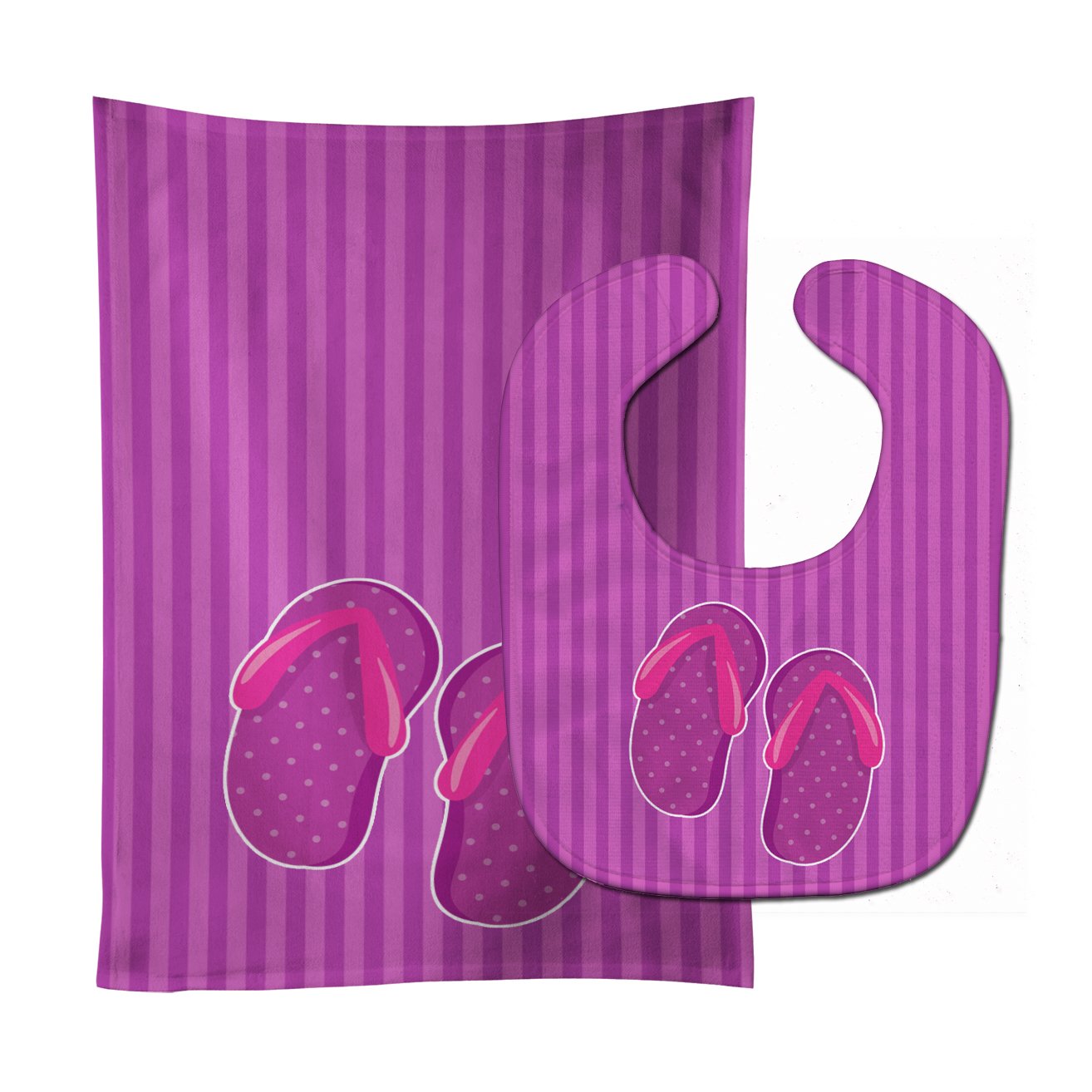 Beach Baby Girl Flip Flops Baby Bib & Burp Cloth Easy-Clean Baby Bib Baby Feeding Accessory Baby Mealtime Essential