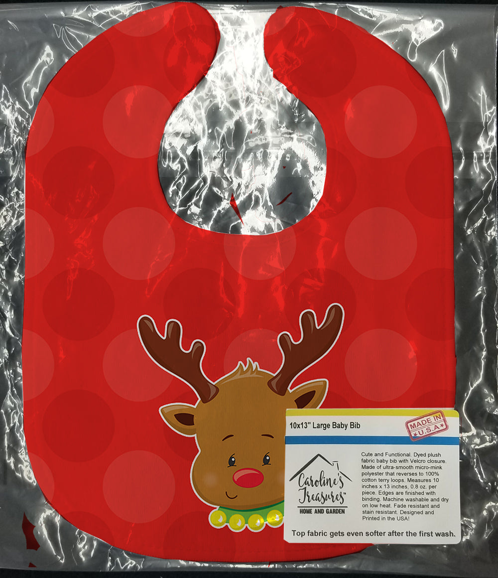 Christmas Reindeer #1 Baby Bib Easy-Clean Baby Bib Baby Feeding Accessory Baby Mealtime Essential, 10 x 13, Multicolor