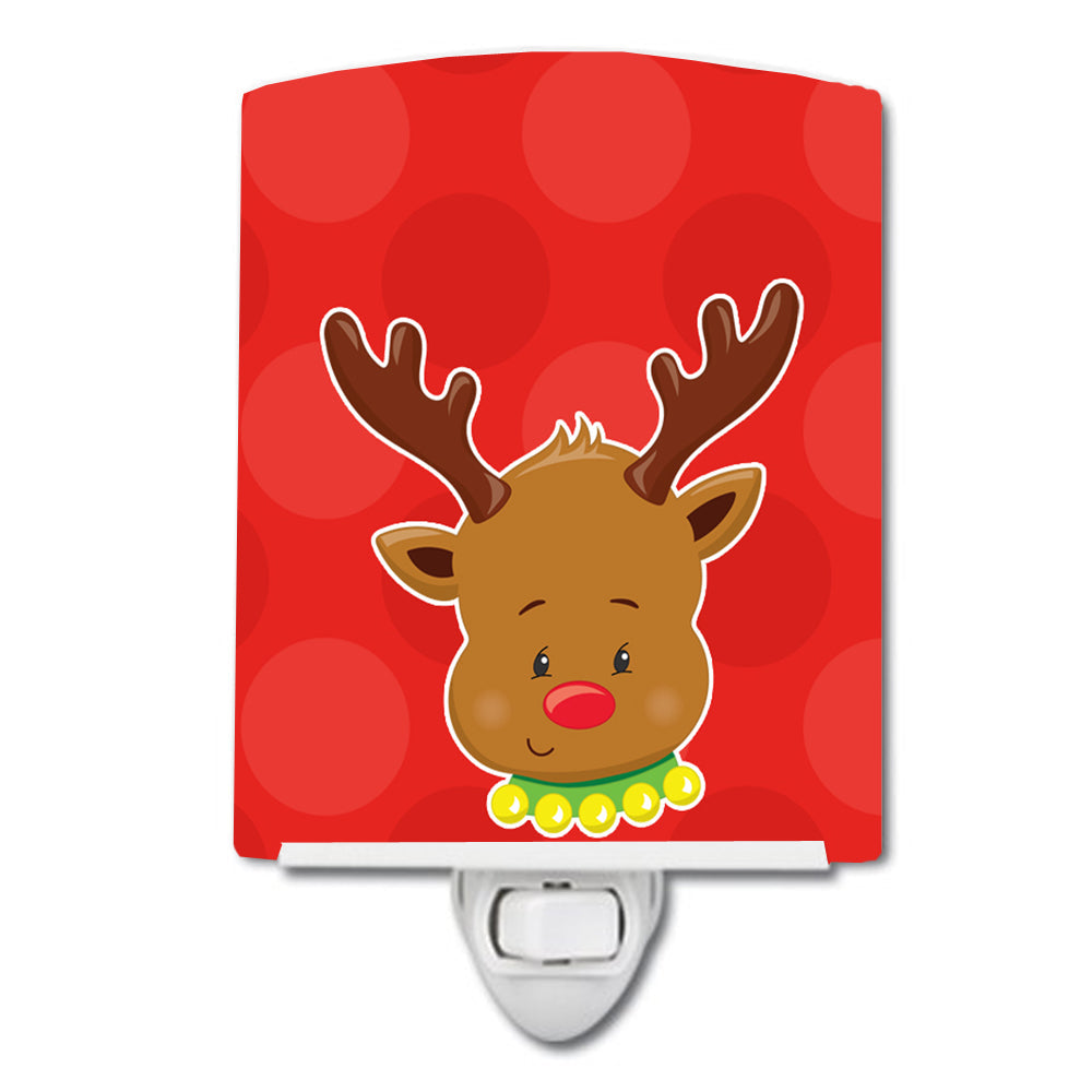 Christmas Reindeer #1 Ceramic Night Light Compact, UL-Certified, Ideal for Bedroom, Bathroom, Nursery, Hallway, Kitchen, 6x4x3, Multicolor