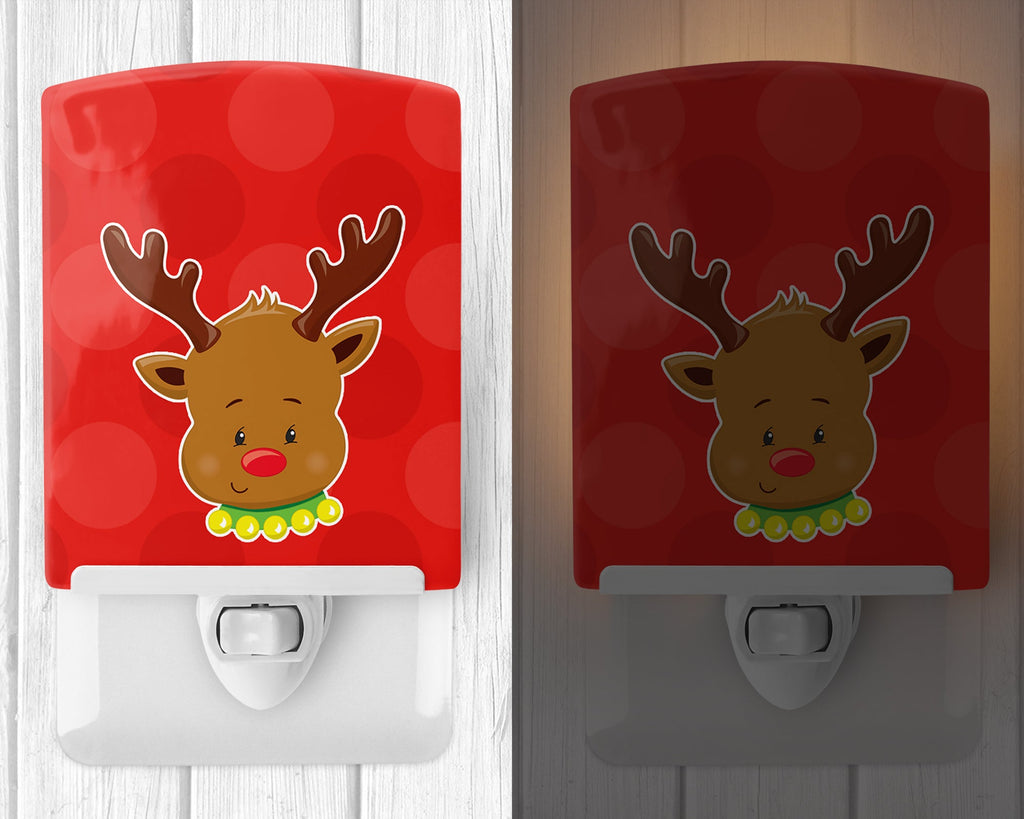 Christmas Reindeer #1 Ceramic Night Light Compact, UL-Certified, Ideal for Bedroom, Bathroom, Nursery, Hallway, Kitchen, 6x4x3, Multicolor