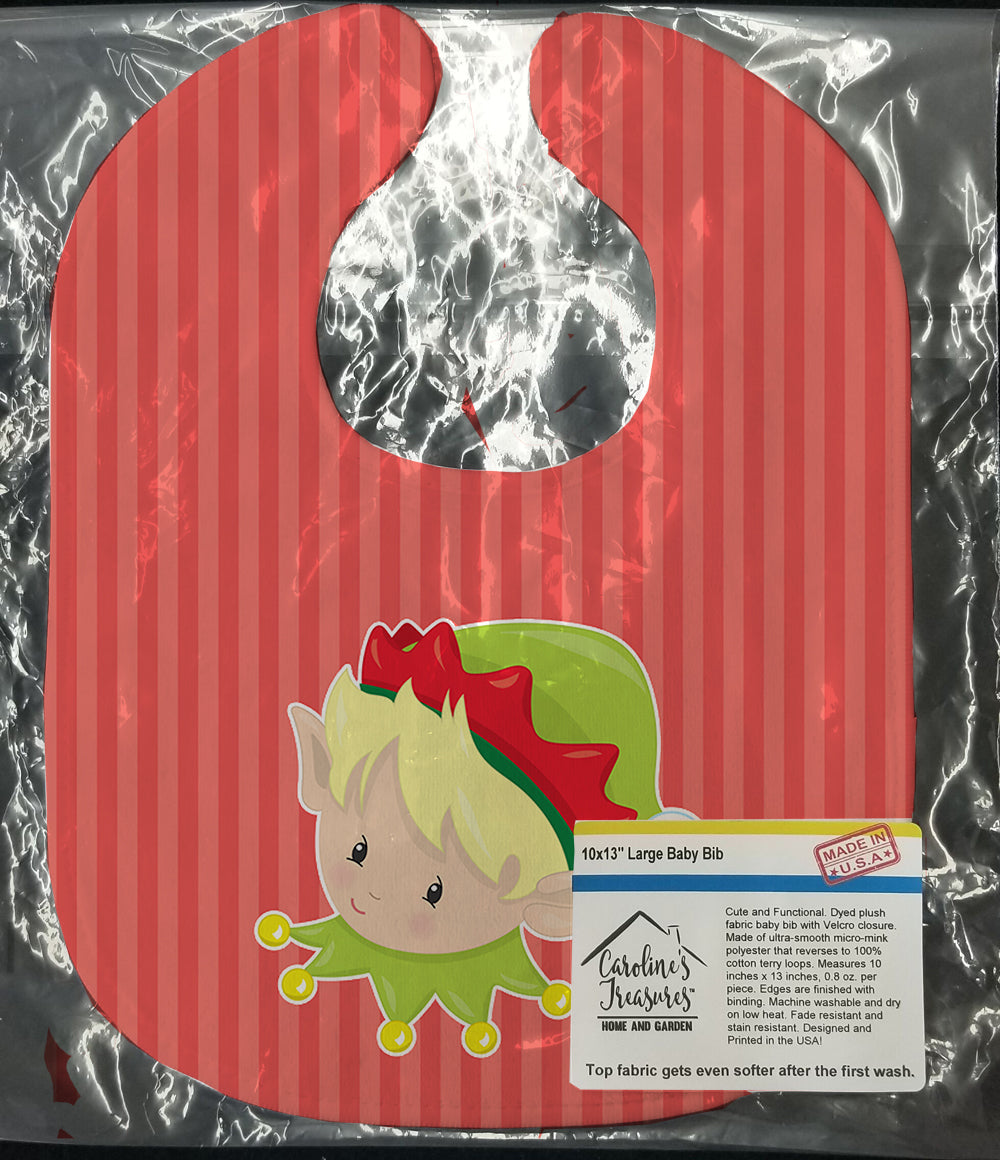 Christmas Blonde Boy Elf Baby Bib Easy-Clean Baby Bib Baby Feeding Accessory Baby Mealtime Essential, 10 x 13, Multicolor