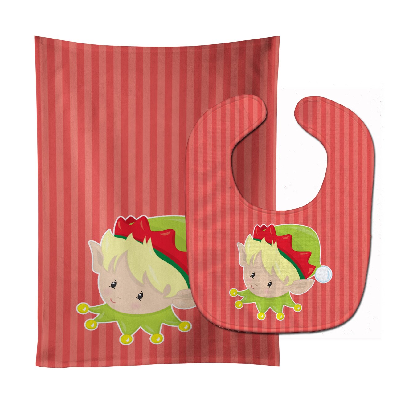 Christmas Blonde Boy Elf Baby Bib & Burp Cloth Easy-Clean Baby Bib Baby Feeding Accessory Baby Mealtime Essential