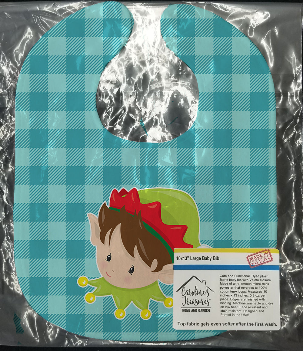 Christmas Brunette Boy Elf Baby Bib Easy-Clean Baby Bib Baby Feeding Accessory Baby Mealtime Essential, 10 x 13, Multicolor