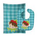 Christmas Brunette Boy Elf Baby Bib & Burp Cloth Easy-Clean Baby Bib Baby Feeding Accessory Baby Mealtime Essential