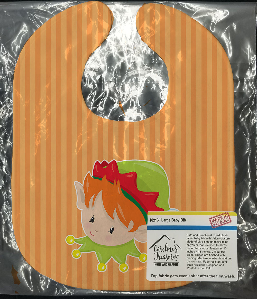 Christmas Ginger Boy Elf Baby Bib Easy-Clean Baby Bib Baby Feeding Accessory Baby Mealtime Essential, 10 x 13, Multicolor