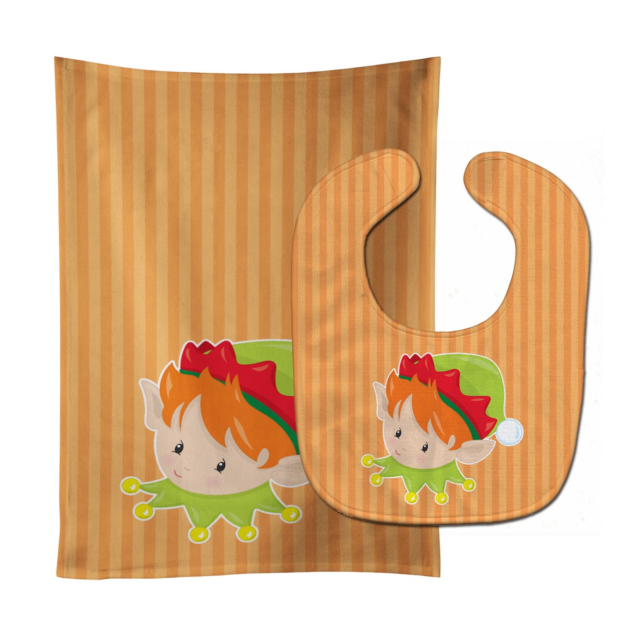Christmas Ginger Boy Elf Baby Bib & Burp Cloth Easy-Clean Baby Bib Baby Feeding Accessory Baby Mealtime Essential