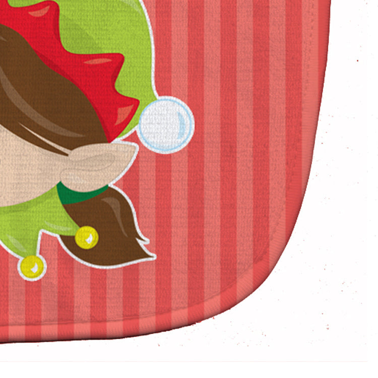 Christmas Brunette Girl Elf Baby Bib Easy-Clean Baby Bib Baby Feeding Accessory Baby Mealtime Essential, 10 x 13, Multicolor