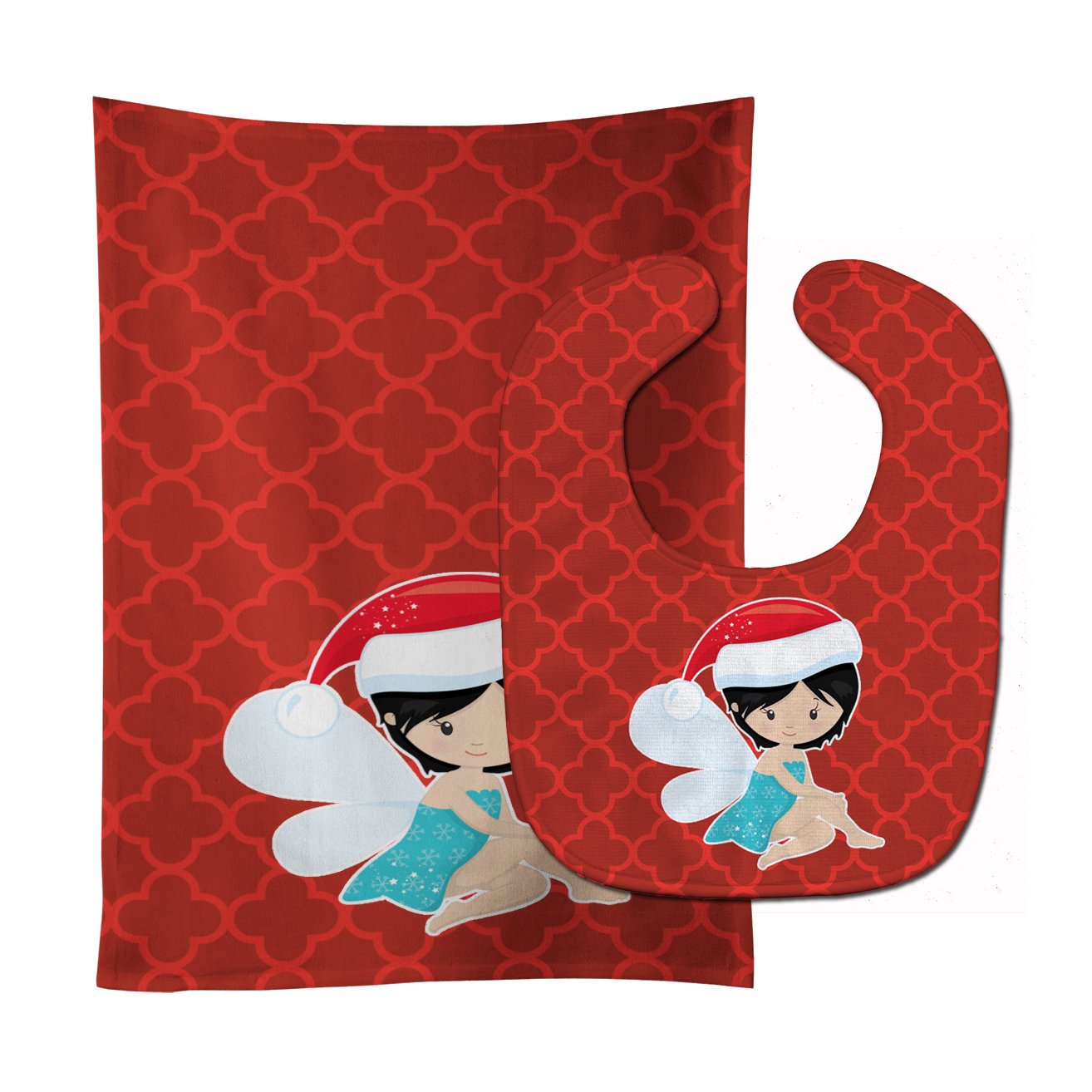 Black Haired Fairy Baby Bib & Burp Cloth Easy-Clean Baby Bib Baby Feeding Accessory Baby Mealtime Essential
