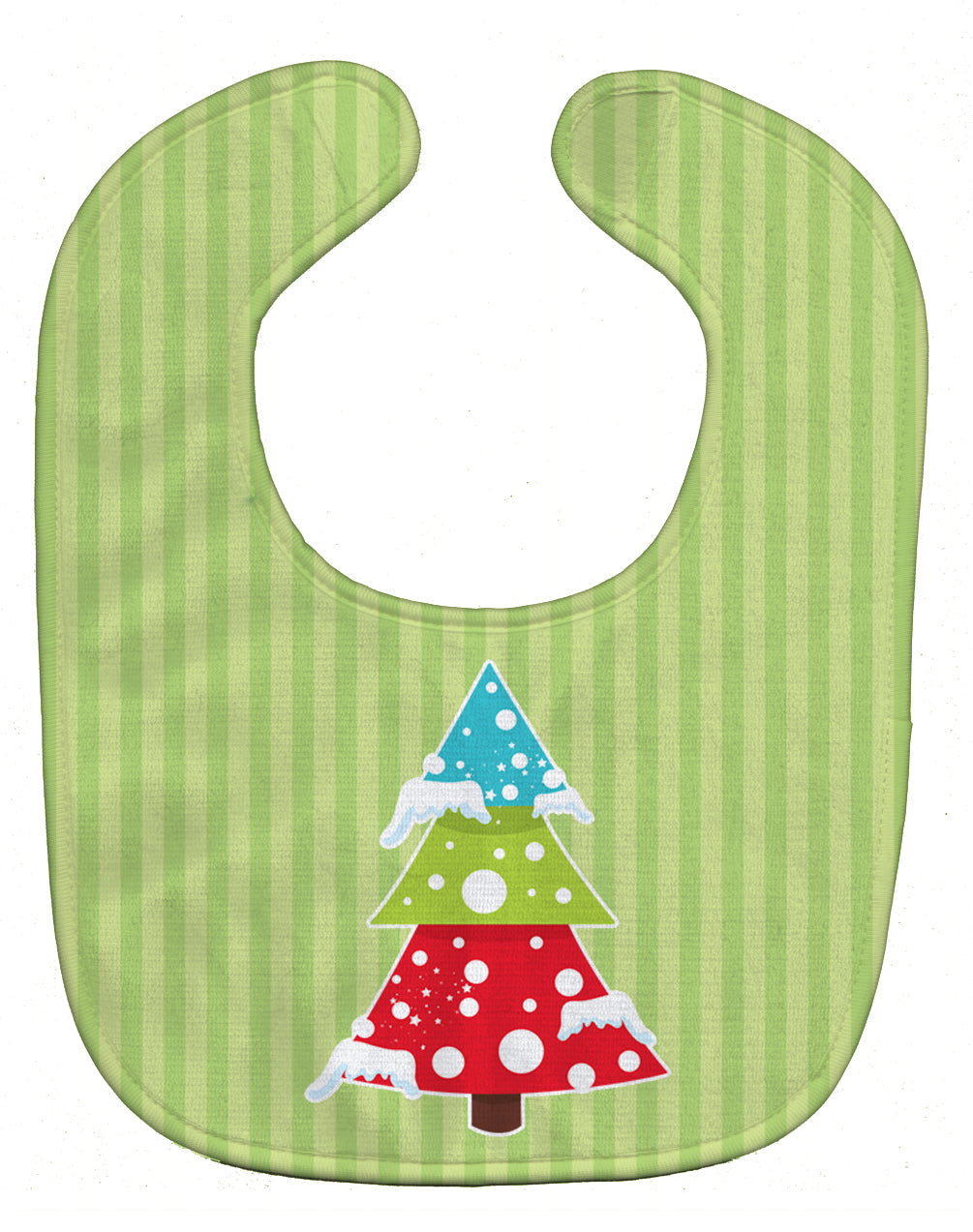 Merry Christmas Tree and Stripes Baby Bib Easy-Clean Baby Bib Baby Feeding Accessory Baby Mealtime Essential, 10 x 13, Multicolor
