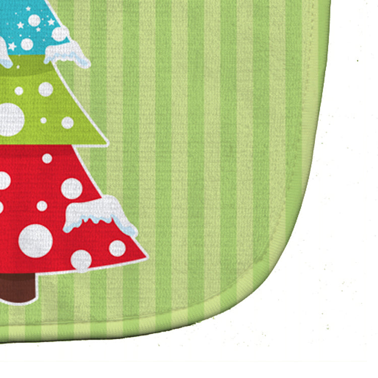 Merry Christmas Tree and Stripes Baby Bib Easy-Clean Baby Bib Baby Feeding Accessory Baby Mealtime Essential, 10 x 13, Multicolor