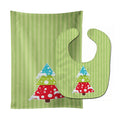 Merry Christmas Tree and Stripes Baby Bib & Burp Cloth Easy-Clean Baby Bib Baby Feeding Accessory Baby Mealtime Essential
