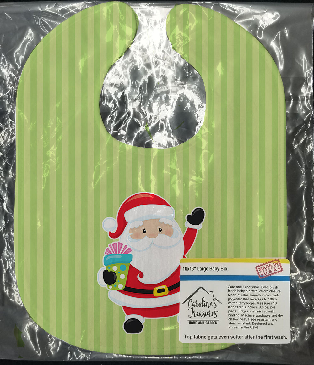 Christmas Santa Claus and Stripes Baby Bib Easy-Clean Baby Bib Baby Feeding Accessory Baby Mealtime Essential, 10 x 13, Multicolor