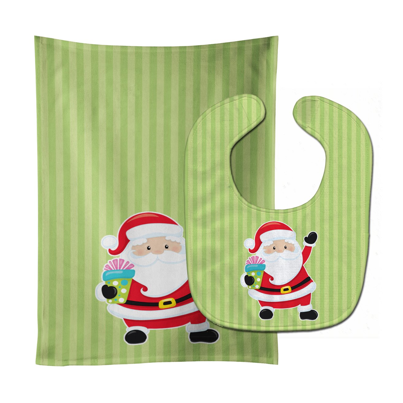 Christmas Santa Claus and Stripes Baby Bib & Burp Cloth Easy-Clean Baby Bib Baby Feeding Accessory Baby Mealtime Essential