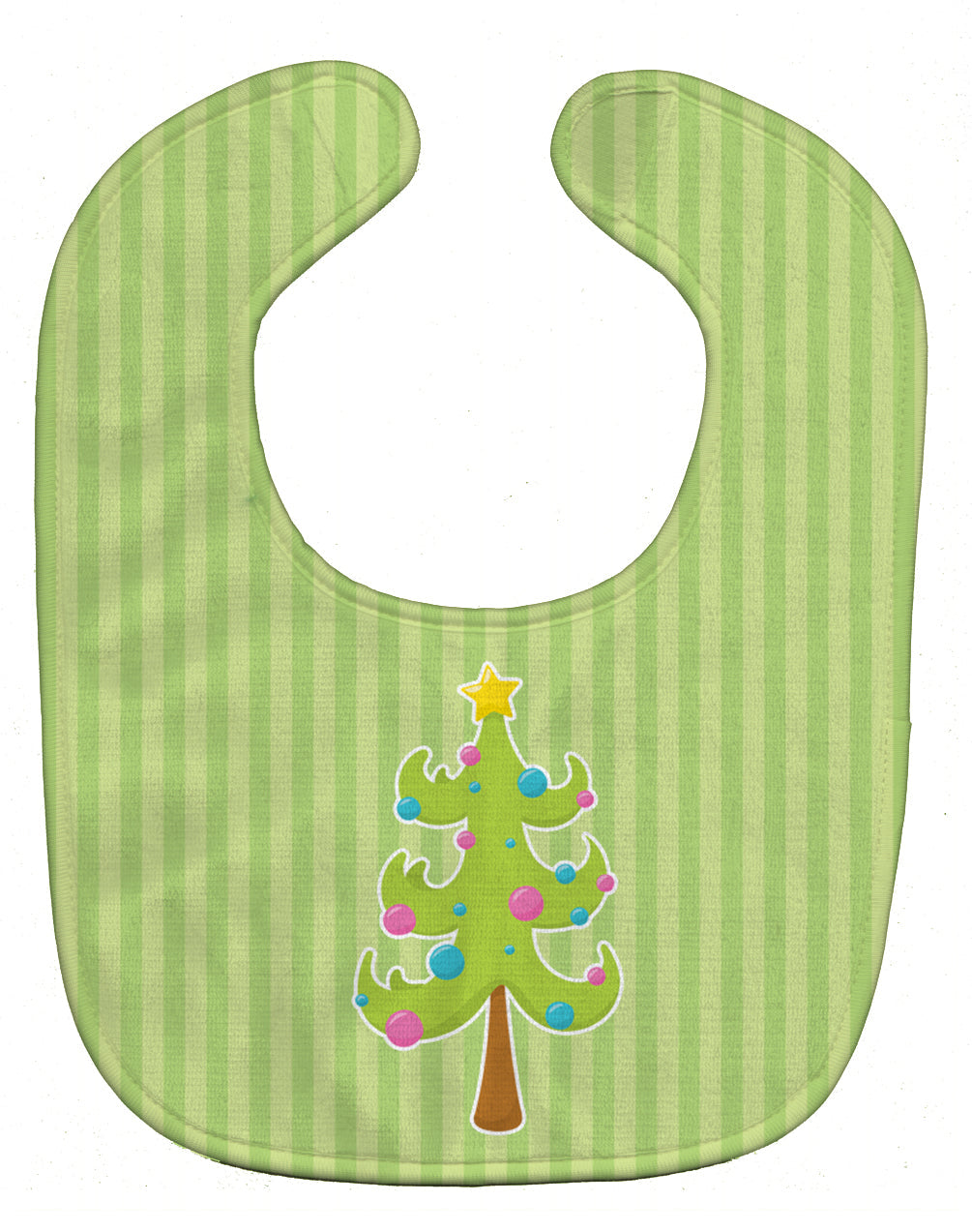 Holiday Christmas Tree and Stripes Baby Bib Easy-Clean Baby Bib Baby Feeding Accessory Baby Mealtime Essential, 10 x 13, Multicolor