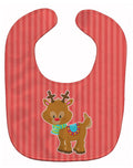 Christmas Reindeer and Stripes Baby Bib Easy-Clean Baby Bib Baby Feeding Accessory Baby Mealtime Essential, 10 x 13, Multicolor