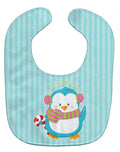 Christmas Penguin and Stripes Baby Bib Easy-Clean Baby Bib Baby Feeding Accessory Baby Mealtime Essential, 10 x 13, Multicolor