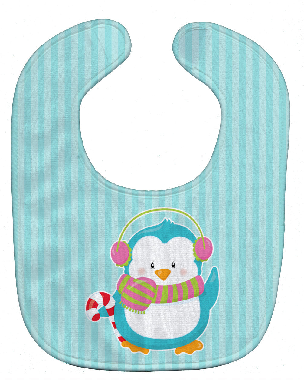 Christmas Penguin and Stripes Baby Bib Easy-Clean Baby Bib Baby Feeding Accessory Baby Mealtime Essential, 10 x 13, Multicolor