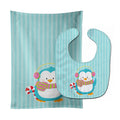 Christmas Penguin and Stripes Baby Bib & Burp Cloth Easy-Clean Baby Bib Baby Feeding Accessory Baby Mealtime Essential