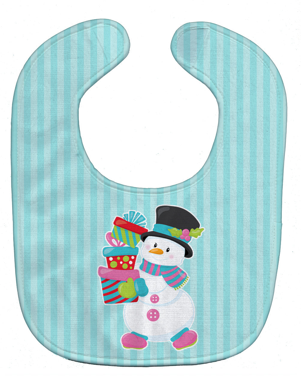 Christmas Snowman and Stripes Baby Bib Easy-Clean Baby Bib Baby Feeding Accessory Baby Mealtime Essential, 10 x 13, Multicolor