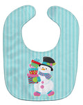 Christmas Snowman and Stripes Baby Bib Easy-Clean Baby Bib Baby Feeding Accessory Baby Mealtime Essential, 10 x 13, Multicolor