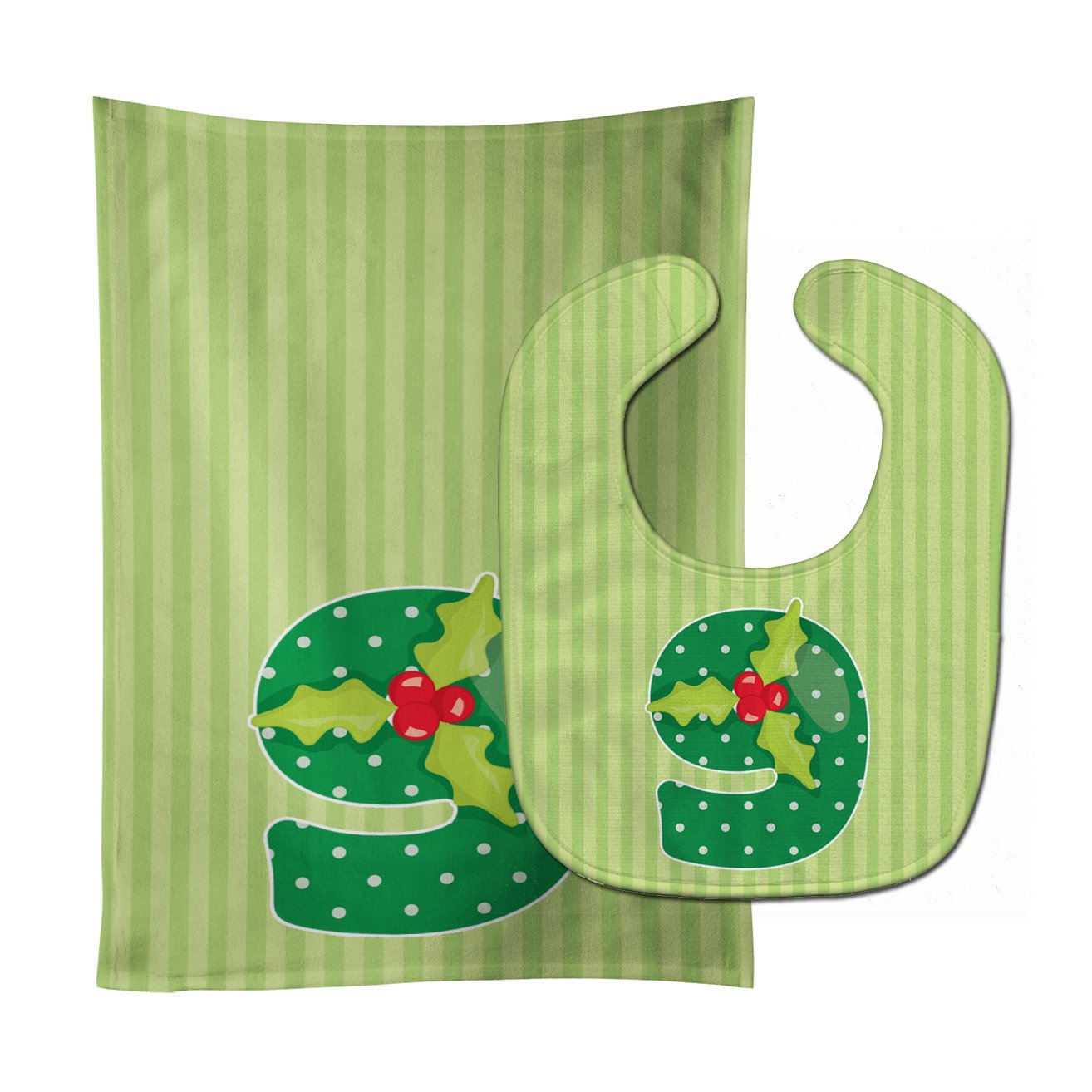 Christmas Month 9 Holly Baby Bib & Burp Cloth Easy-Clean Baby Bib Baby Feeding Accessory Baby Mealtime Essential